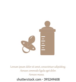 Baby bottle and soft rubber pacifier