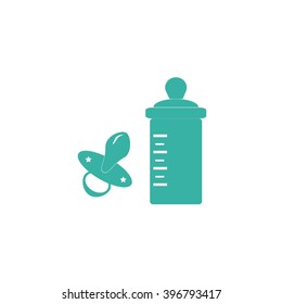 Baby bottle and soft rubber pacifier