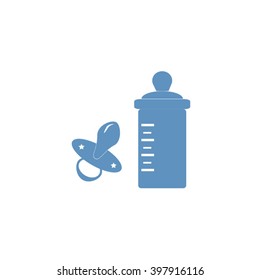 Baby bottle and soft rubber pacifier