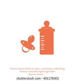 Baby bottle and soft rubber pacifier