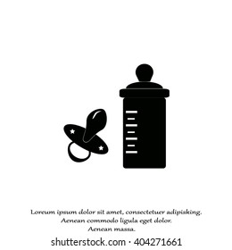 Baby bottle and soft rubber pacifier