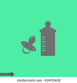 Baby bottle and soft rubber pacifier