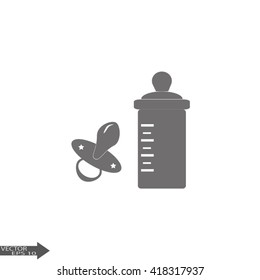 Baby bottle and soft rubber pacifier