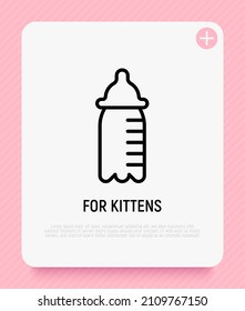 Baby bottle thin line icon. Modern vector illustration of newborn care equipment, for pet care.