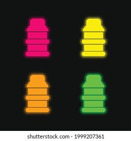 Baby Bottle Variant four color glowing neon vector icon