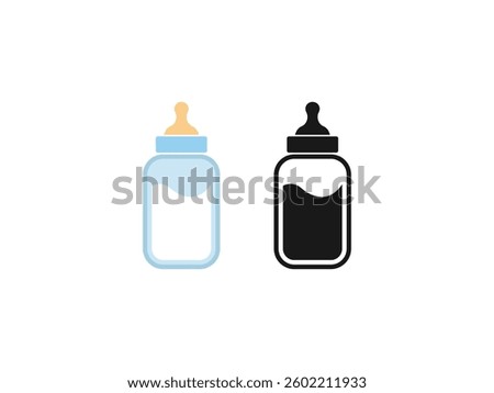 Baby Bottle Vector Icon, Milk Feeding Bottle Silhouette for Newborns, Childcare Accessory, Dairy Container Illustration for Kids, Infant Feeding Gear, Baby Essentials, Bottle for Babies and Toddler.