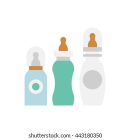 Baby bottle vector illustration. Baby bottle flat icon. Vector baby gear.