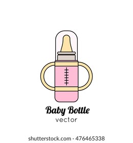 Baby Bottle - Vector illustration in flat style. Isolated on background. For logo, banner, flyer. Element for you design.Child care item.

