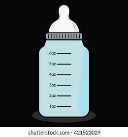 Baby Bottle Vector With Ounce Measurement