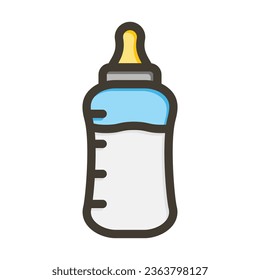 Baby Bottle Vector Thick Line Filled Colors Icon For Personal And Commercial Use.
