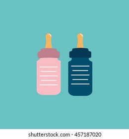 Baby Bottles Icon Vector.