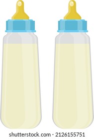 Botellas de bebé, ilustración, vector sobre un fondo blanco.