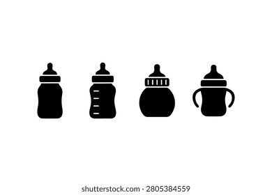 Baby Bottles Silhouette Vector Icon Set