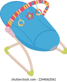 Relleno para bebés, salón de crianza para recién nacidos, cama supletoria para niños. Ilustración vectorial en estilo plano.