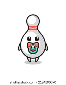 baby bowling pin cartoon character with pacifier , cute style design for t shirt, sticker, logo element