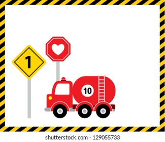 baby boy 1st birthday announcement card with cute truck graphic