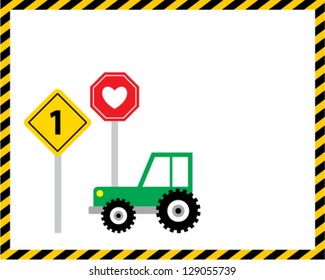 baby boy 1st birthday announcement card with cute truck graphic