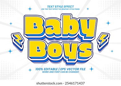 Baby Boy 3D cartoon style editable text effect