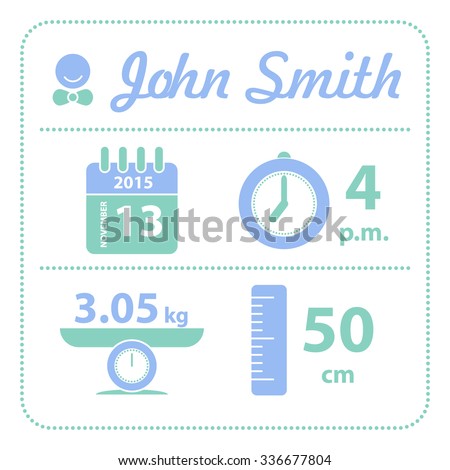 baby boy announcement birth card vector のベクター画像素材
