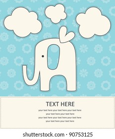 tarjeta de presentación de bebé con elefante lindo. ilustración vectorial