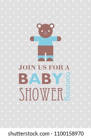 Baby Boy announcement card design. Baby bear. Vector illustration.