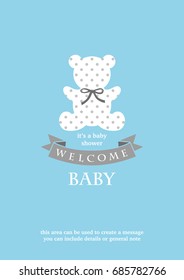 Baby Boy announcement card design. Vector illustration.