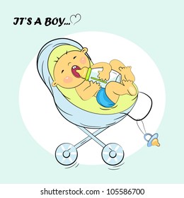 baby boy announcement card. it's a boy illustration
