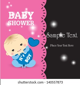 baby boy announcement card. baby shower invitation