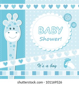 Baby boy announcement card. Vector illustration