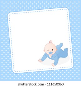 Baby boy announcement card. Vector illustration.
