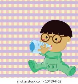 Baby boy announcement card. vector illustration