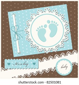 baby boy announcement card. vector illustration