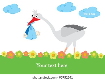 baby boy announcement card. vector illustration
