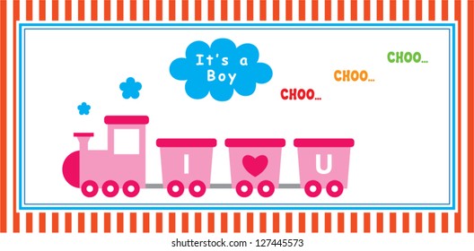 baby boy announcement train