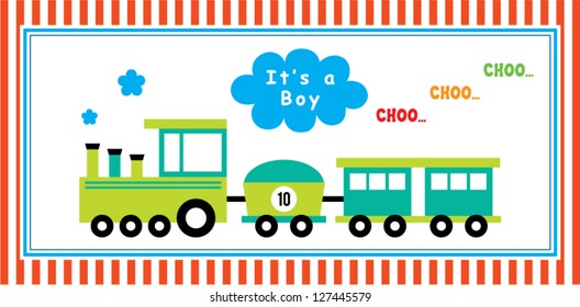 Baby Boy Announcement Train