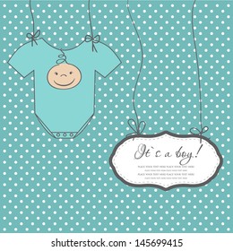 Baby boy arrival announcement card.