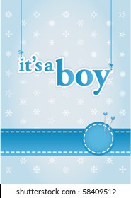 Baby boy arrival announcement card. Perfect as a template.