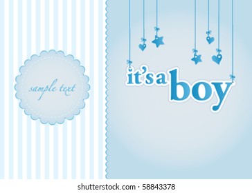 Baby boy arrival announcement card. Perfect as a template.