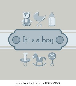 Baby boy arrival announcement card.