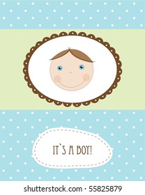 Baby boy arrival announcement retro card