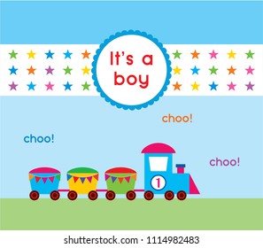 baby boy arrival announcement train vector