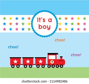 baby boy arrival announcement train vector