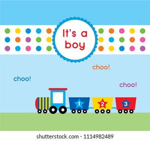 baby boy arrival announcement train vector
