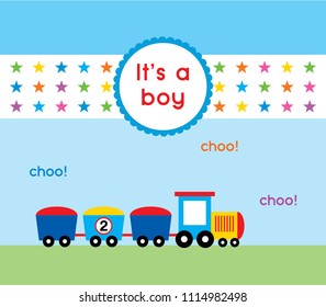baby boy arrival announcement train vector