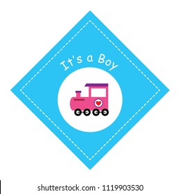 baby boy arrival announcement train vector. it is a boy baby arrival card with train vector illustration.