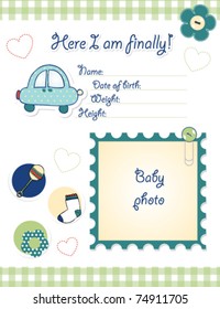 baby boy arrival card