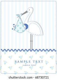 Baby boy arrival card with copy space