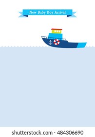 baby boy arrival card with ship graphic