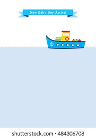 baby boy arrival card with ship graphic
