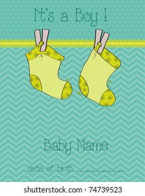 Baby Boy Arrival Card with socks